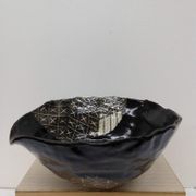 Large Black Oribe Bowl with Spout