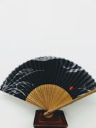 Brush Painting Pond Scene on Black Fan 18