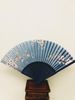 Pale Blue Folding Fan with Pink Flowers 8