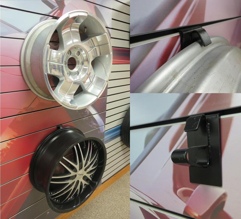 Black Slatwall Wheel and Rim HoldersLot of 24