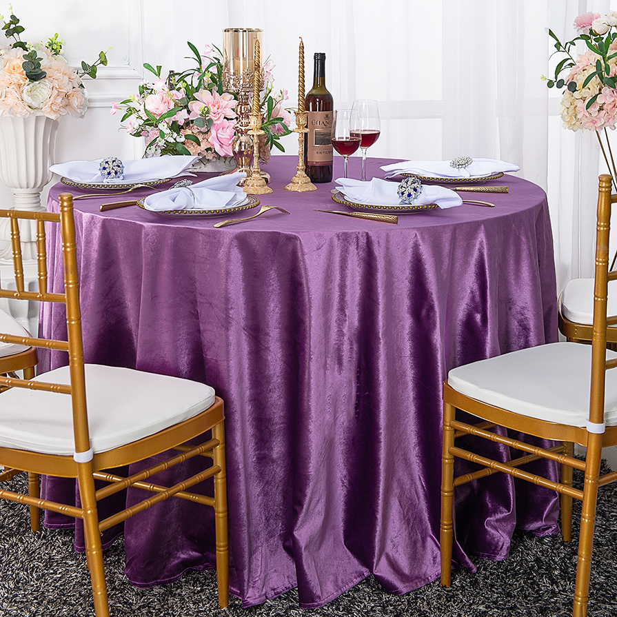 108" Victoria Lilac/Lavender round velvet tablecloth, Velvet table