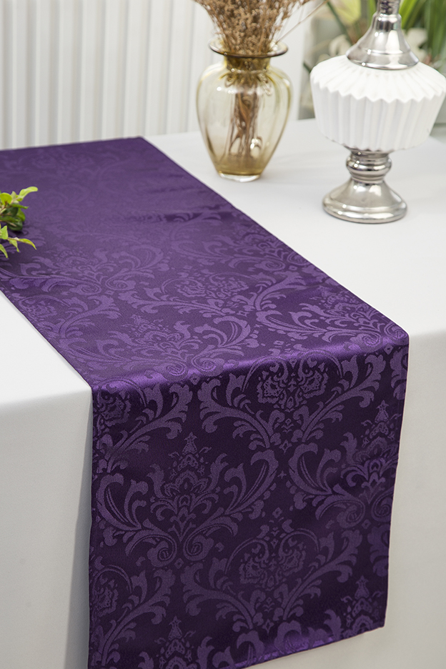 Eggplant Damask table runner, Jacquard polyester Wedding Table Runners
