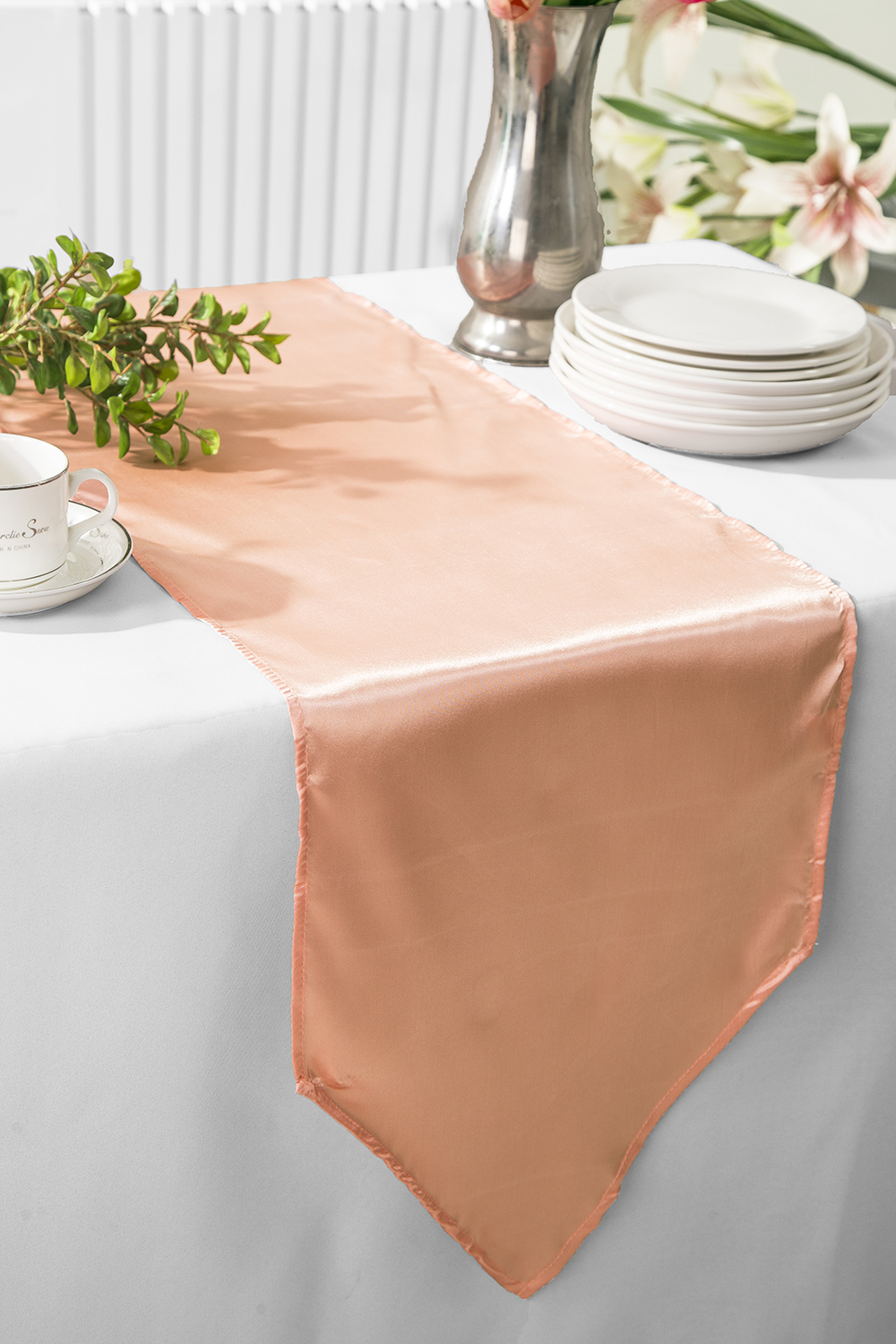 Apricot Peach Satin Table Runners Wholesale