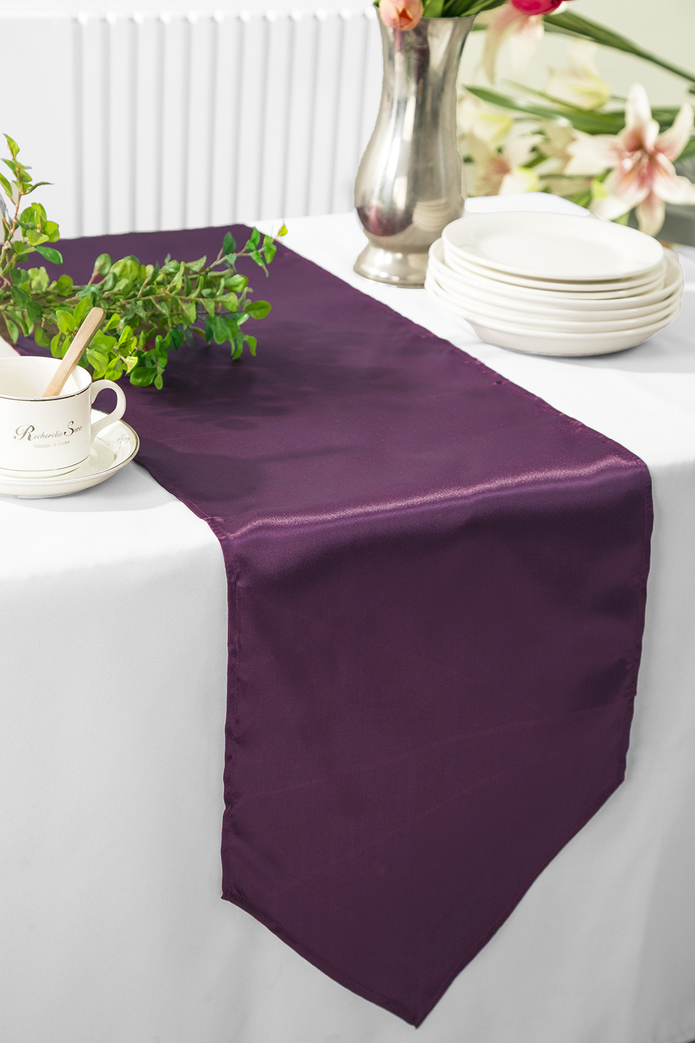 Plum Satin Table Runners Wholesale