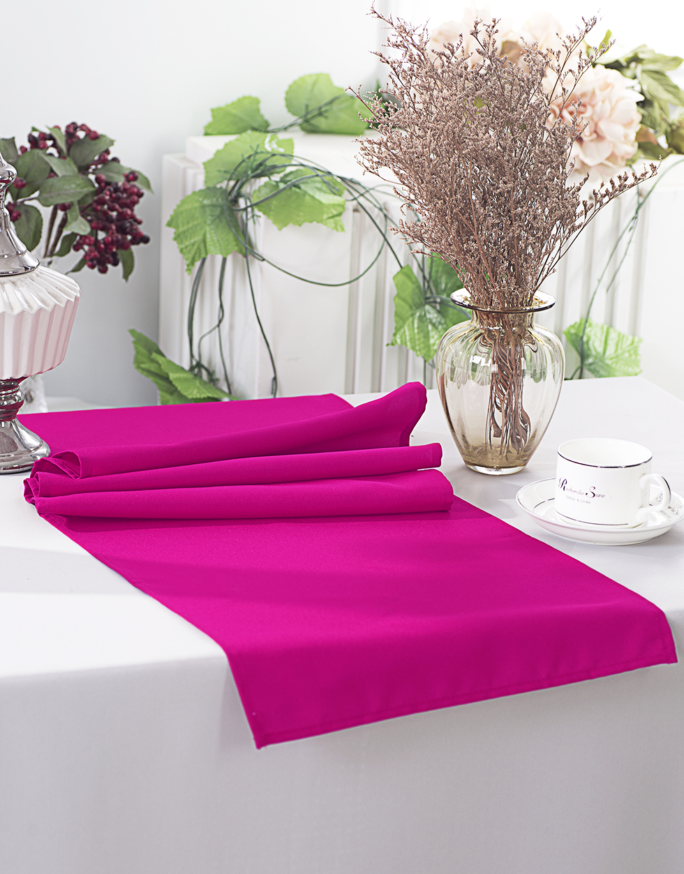 Fuchsia Polyester Table Runners