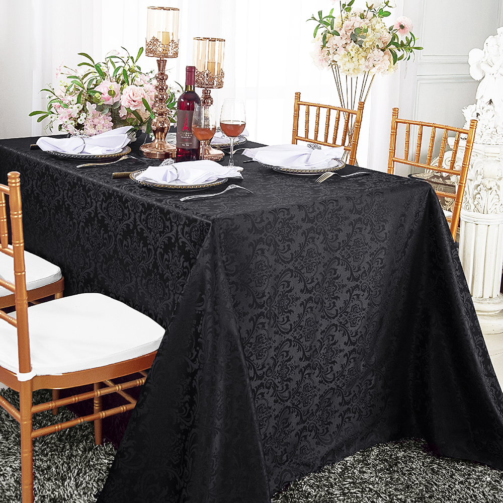Black Damask Jacquard Tablecloths 72"x 120"