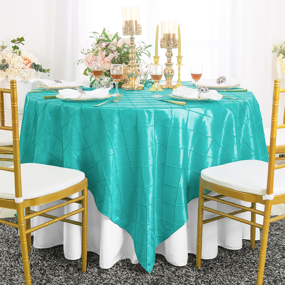 Pool Blue Pintuck Taffeta Table Overlays Toppers Wholesale