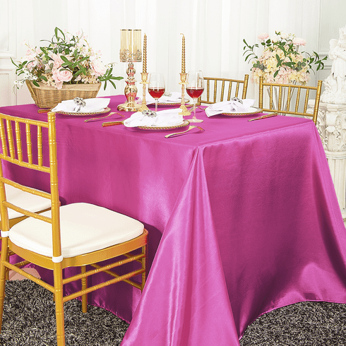 90x132 Rectangle Satin Banquet Tablecloth - Magenta / Azalea 55336(1pc/pk)