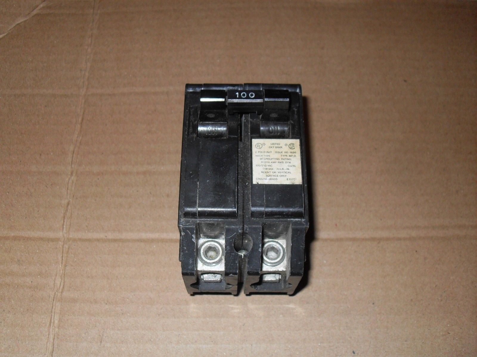 Crouse Hinds MP2100 Circuit Breaker 100Amp 2 Pole (used)