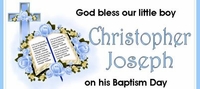 CHWBL-04 Blue Cross and Bible Christening / Baptism Water Labels
