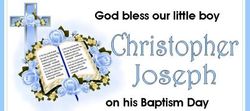 CHWBL-04 Blue Cross and Bible Christening / Baptism Water Labels