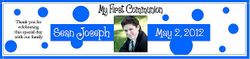 COM-02 Blue Polka Dot Communion Water Bottle Label