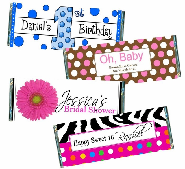 Candy Bar Wrappers - Candy Bar Favors - Personalized Candy Wrappers