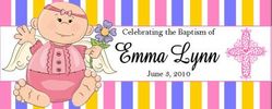 CHWBL-03 Pink Angel Strip Christening Water Bottle Labels