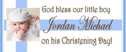 CHWBL-24 Boy Photo Christening Water Bottle Labels 