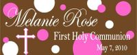 COM-11 Hot Pink & Brown Dots First Communion Candy Bars