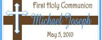 COM-18 Blue and Brown Cross Communion Candy Bar