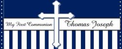 COM-23CW Navy & White Stripe First Communion Candy Bars