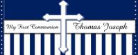 COM-23CW Navy & White Stripe First Communion Candy Bars