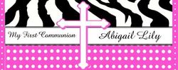 COM-24 Pink Dot Zebra Print Communion Wrapper
