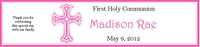 COM-31 Pink Cross First Communion Water Bottle Label