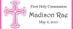 COM-31CW Pink Cross First Holy Communion Candy Wrappers