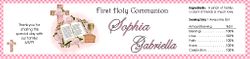 COM-34 Pink Bible and Cross Communion Water Bottle Label