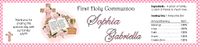 COM-34 Pink Bible and Cross Communion Water Bottle Label