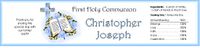 COM-35 Blue Bible and Cross Communion Water Bottle Label