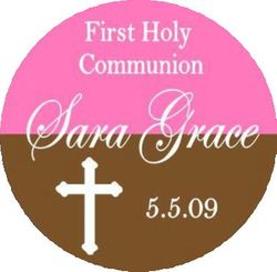 COM06L - Pink and Brown Cross Communion Lollipop