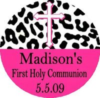 COM09T - Black and Hot Pink Animal Print Communion Tin