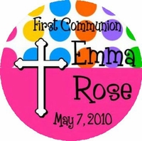 COM10L - Hot Pink Dot First Communion Lollipop Favor