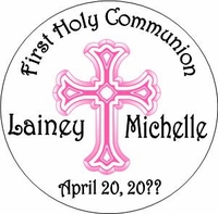 COM31L - Pink Cross First Communion Lollipop Girl