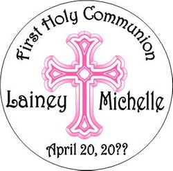 COM31L - Pink Cross First Communion Lollipop Girl