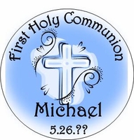 COM38L - Blue Swirl Communion Lollipop Favors