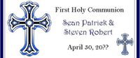 COM41CW - Twin Boys First Communion Candy Bar Wrappers