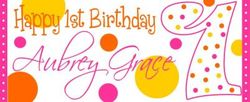 FB01-WBL Colorful Polka Dots First Birthday Water Bottle Label