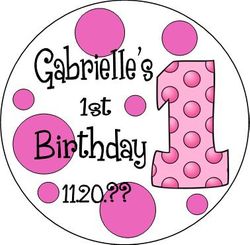 FBCC03-#1 Pink Dot 1st Birthday Cookies