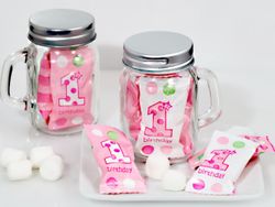 Mason Jar Candy Favors Girls First Bithday
