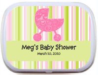 Paisley Pink Baby Carriage - Personalized Mint Tin