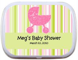Paisley Pink Baby Carriage - Personalized Mint Tin