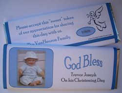 Personalized Candy bar Wrapper for Christenings - Photodrop Blue