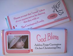 Personalized Candy bar Wrapper for Christenings  - Photodrop Pink