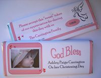 Personalized Candy bar Wrapper for Christenings  - Photodrop Pink