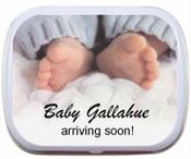 Personalized Mint Tins- Baby Feet Pink or Blue Pants