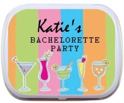 Personalized Mint Tins - Cocktails and Pastel Stripes Design