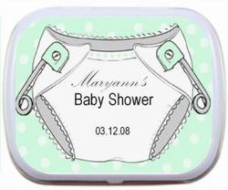 Personalized Mint Tins - Polka Dot Diapers (green, blue or pink)