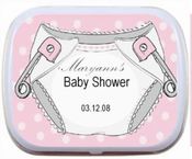 Personalized Mint Tins - Polka Dot Diapers (green, blue or pink)