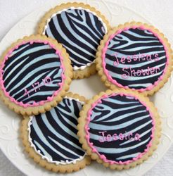Personalized Zebra Cookie Favors