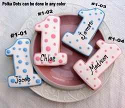 Polka Dot Number 1 Cookie Favors